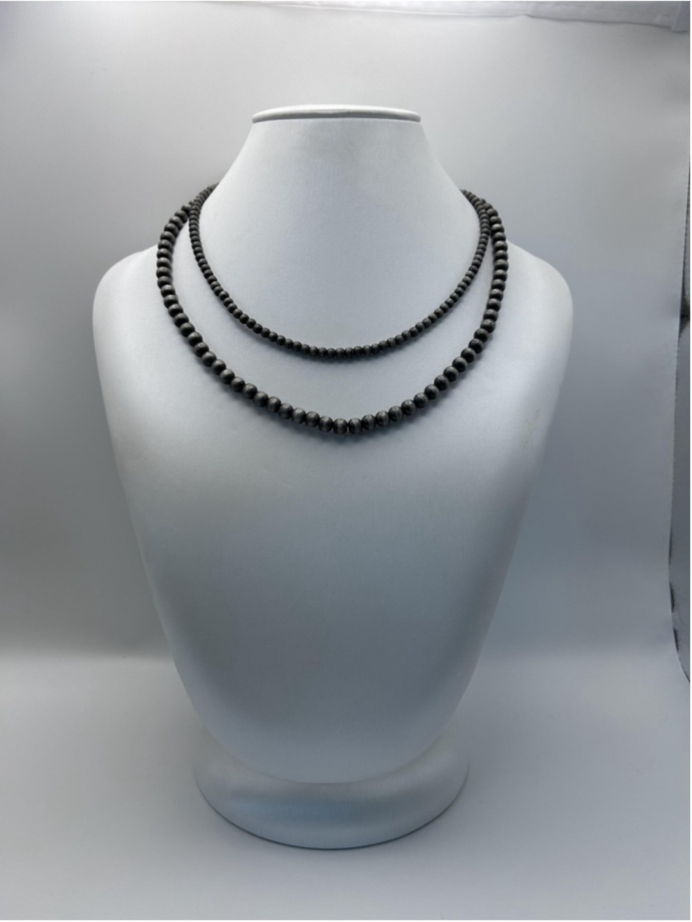 Necklace Gray Beaded Layered Double Strand Lobster Clasp 18 Inch Fashion Womens